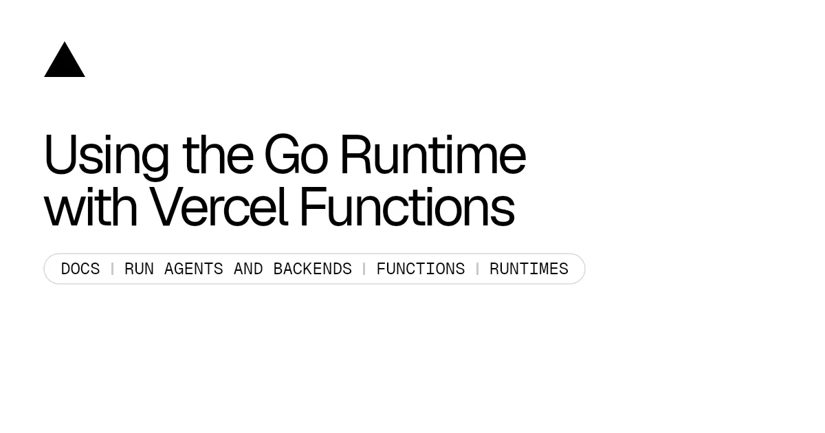 Using the Go Runtime with Vercel Functions