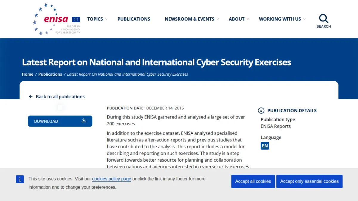 Latest Report on National and International Cyber Security Exercises