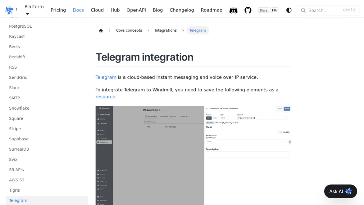 Telegram integration