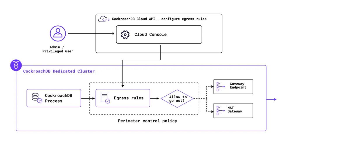 Secure network egress with private CockroachDB clusters