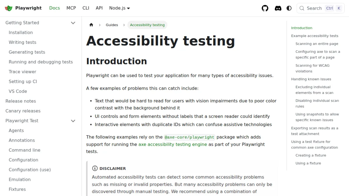 Accessibility testing
