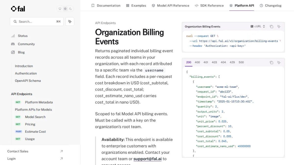 Organization Billing Events - fal