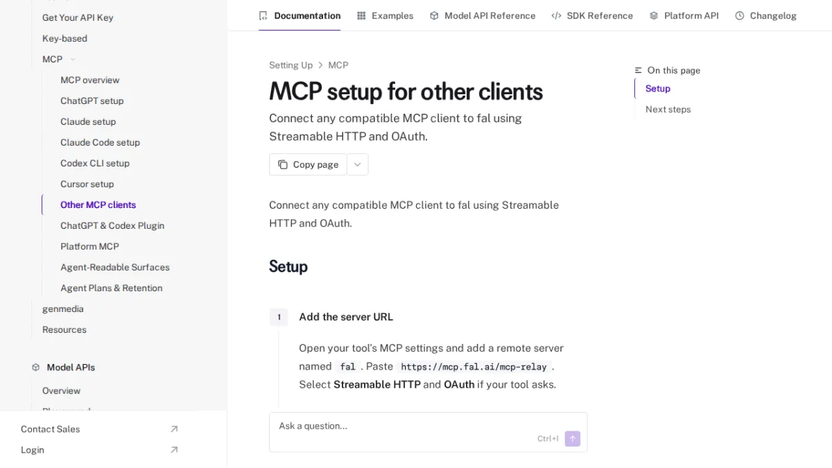 MCP setup for other clients - fal