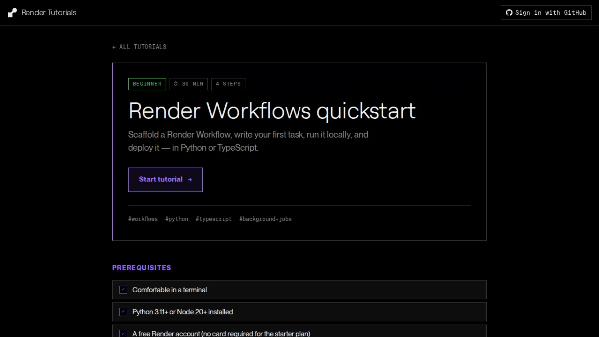 Render Workflows quickstart