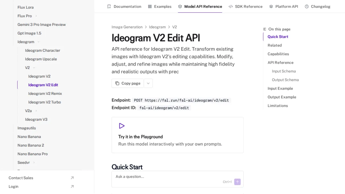 Ideogram V2 Edit API - fal