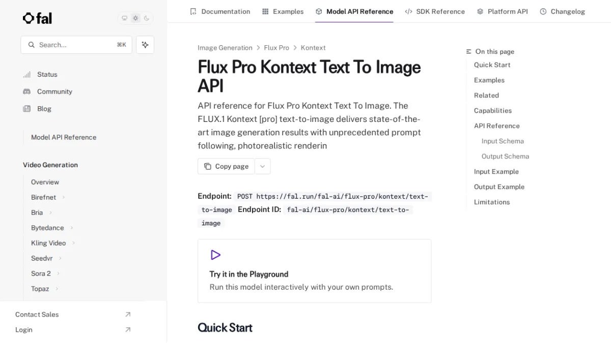 Flux Pro Kontext Text To Image API - fal