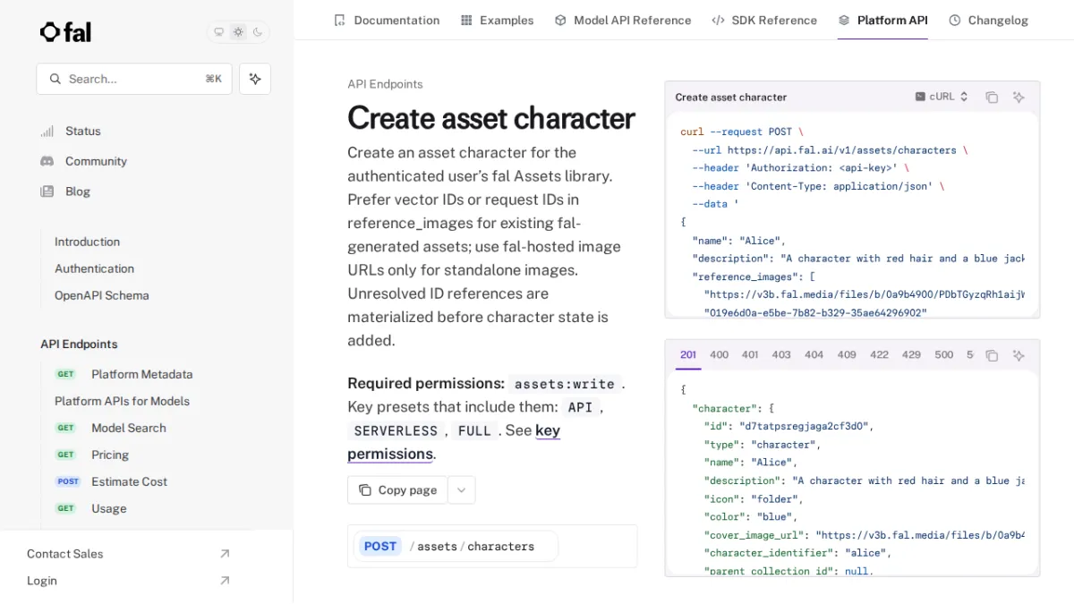 Create asset character - fal