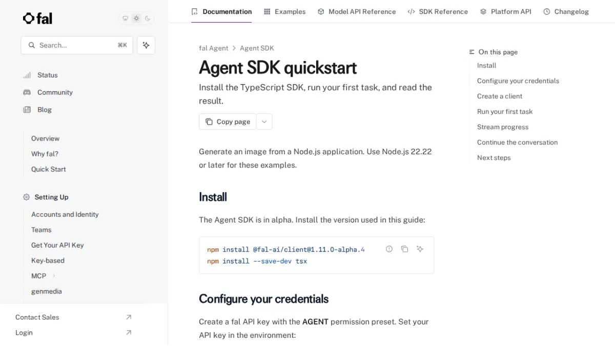 Agent SDK quickstart - fal