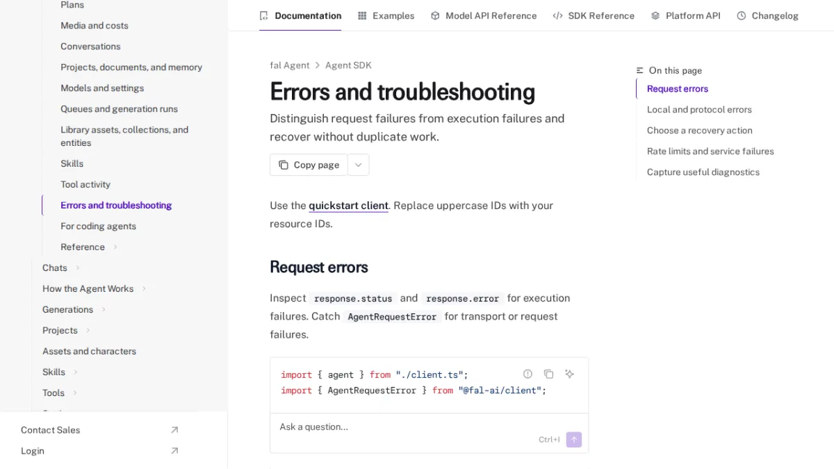 Errors and troubleshooting - fal