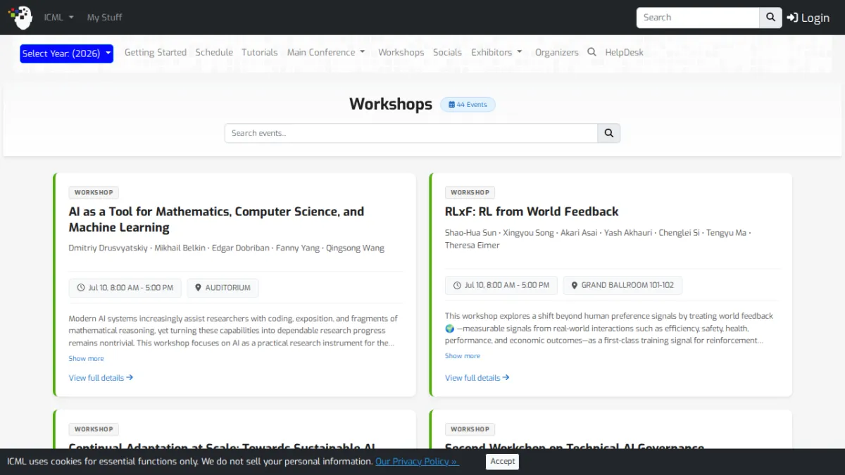 ICML 2026 Workshops