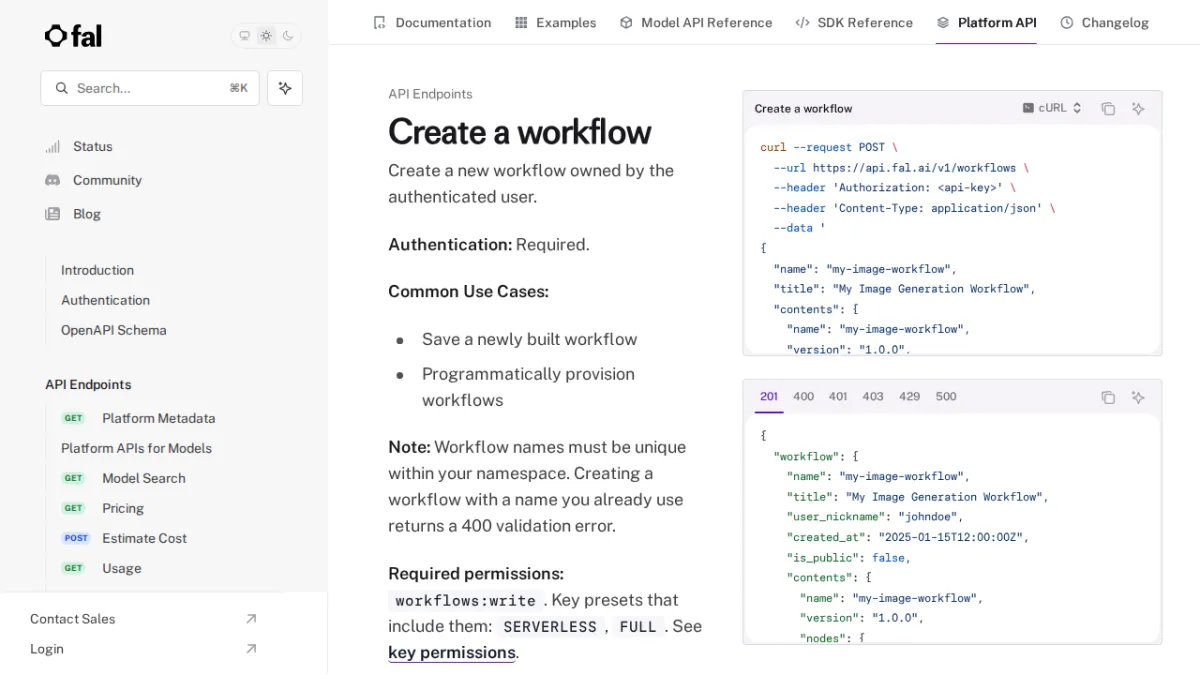 Create a workflow - fal