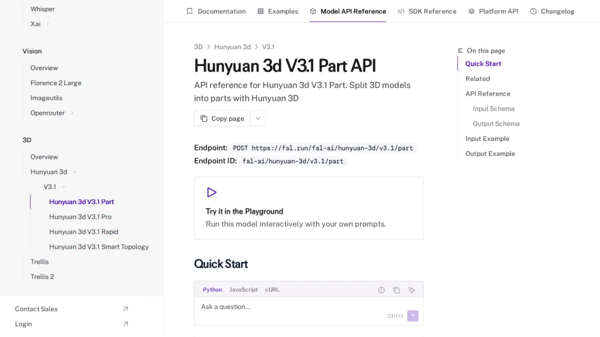 Hunyuan 3d V3.1 Part API - fal