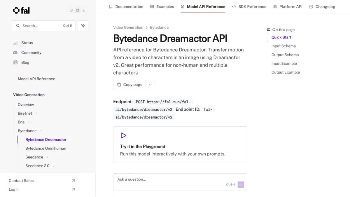 Bytedance Dreamactor API - fal