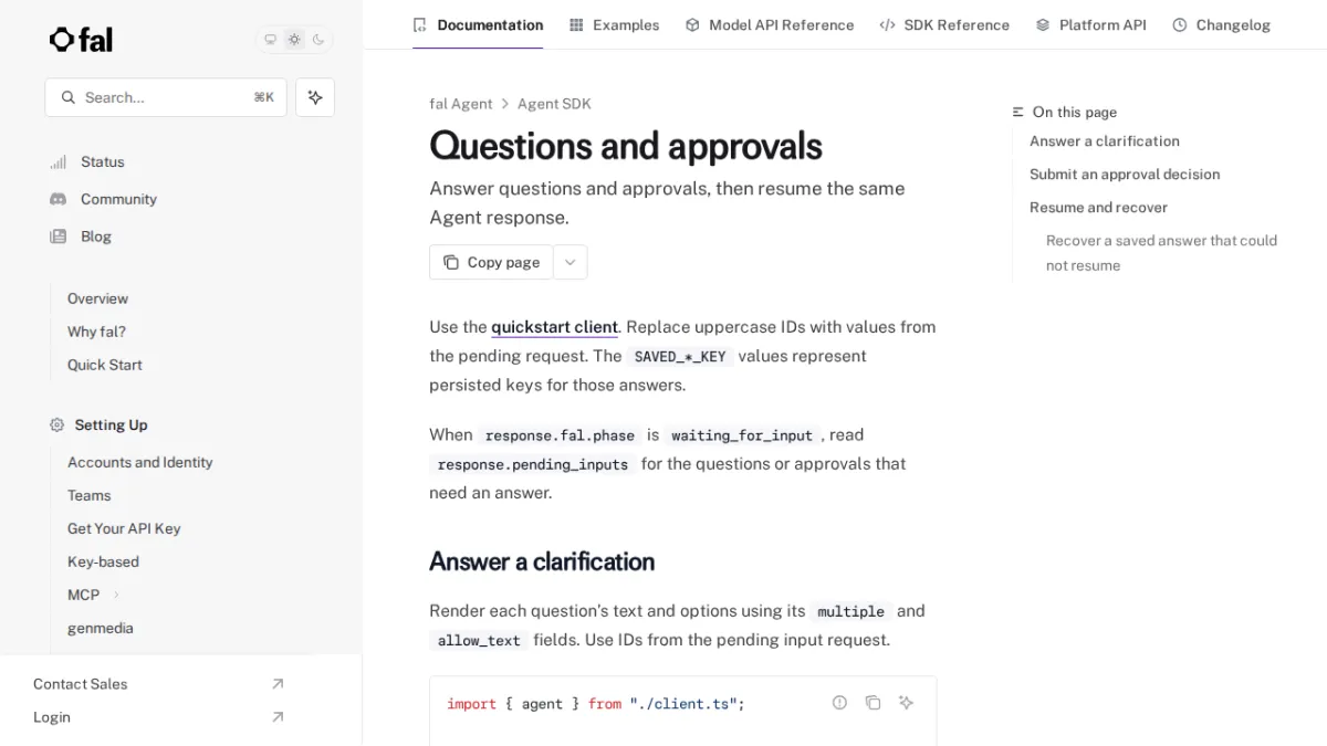 Questions and approvals - fal