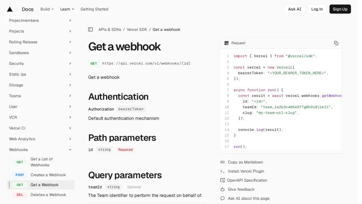 Get a webhook